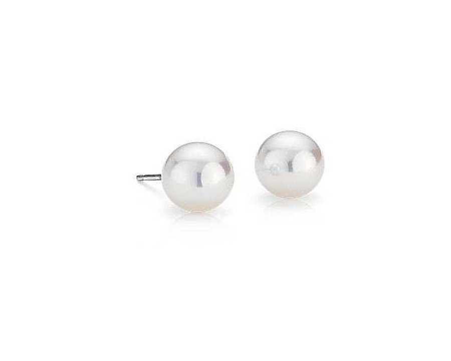 Earrings | Blue Nile Premier Akoya Cultured Pearl Stud Earrings In 18K White Gold (8.0-8.5Mm)