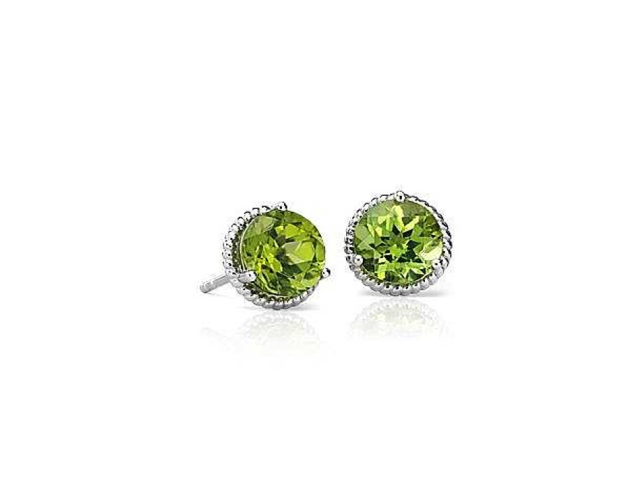 Earrings | Blue Nile Peridot Rope Stud Earrings In Sterling Silver (7Mm)