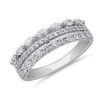 Rings | Blue Nile 3 Row Stacking Ring In 18K White Gold (3/4 Ct. Tw.)