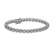 Bracelets | Blue Nile Emerald Halo Diamond Tennis Bracelet In 18K White Gold (7 1/6 Ct. Tw.)