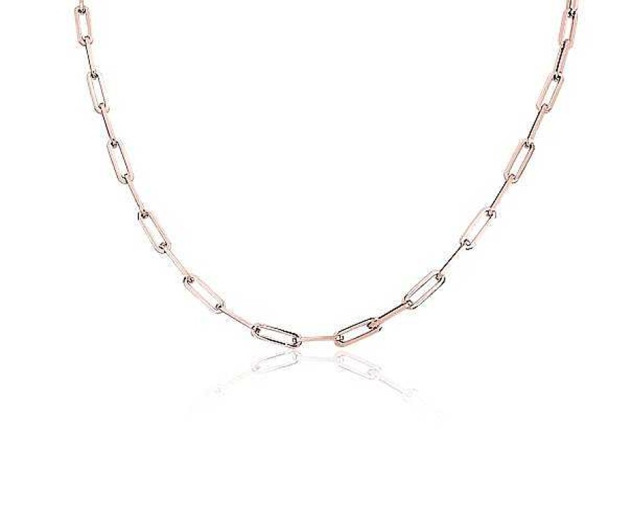 Necklaces | Blue Nile 18" Medium Paperclip Necklace In 14K Italian Rose Gold (4 Mm)