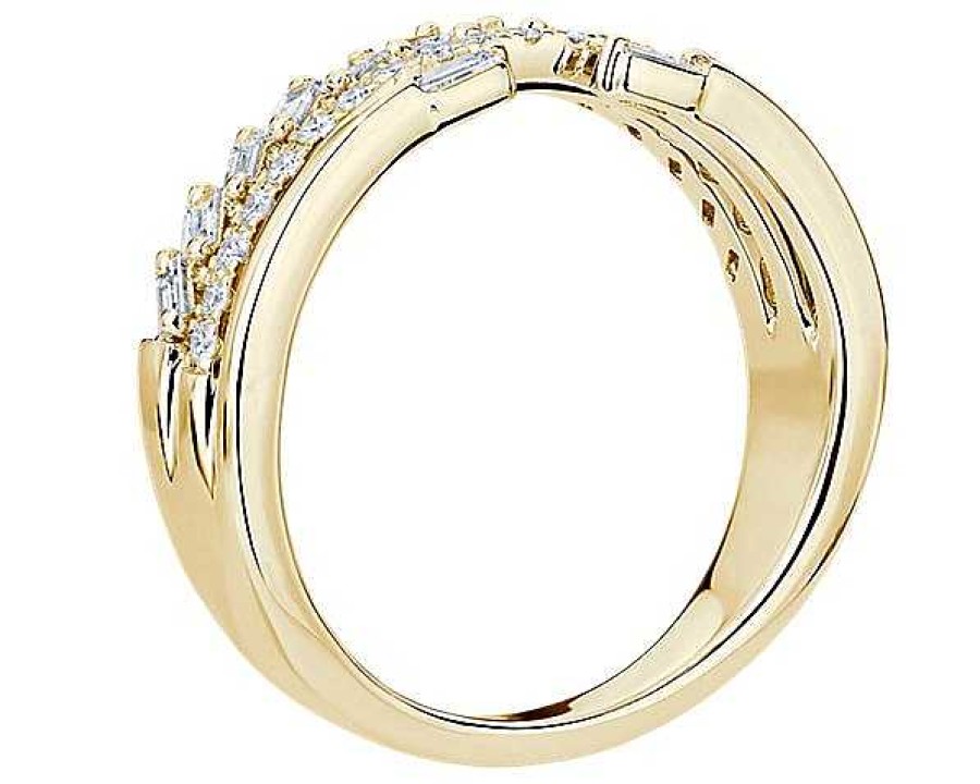 Rings | Blue Nile Three Row Baguette Diamond Stacking Ring In 14K Yellow Gold (1/3 Ct. Tw.)