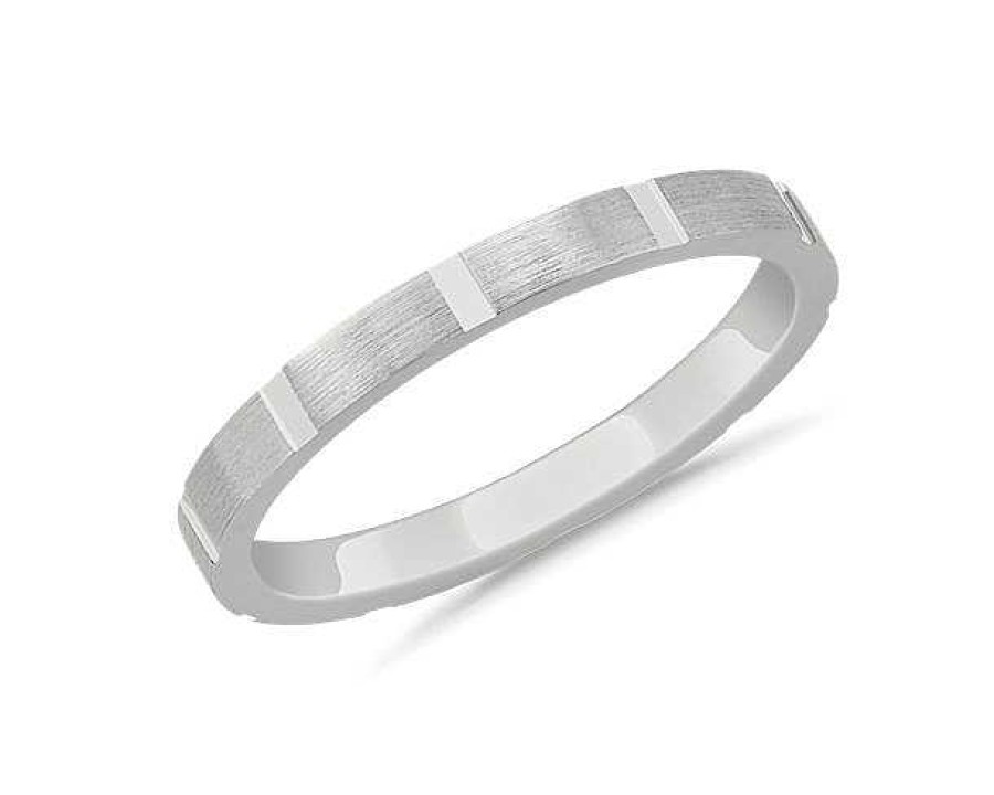 Women'S Rings | Blue Nile Stackable Cut Rectangle Ring In 14K White Gold (2Mm)