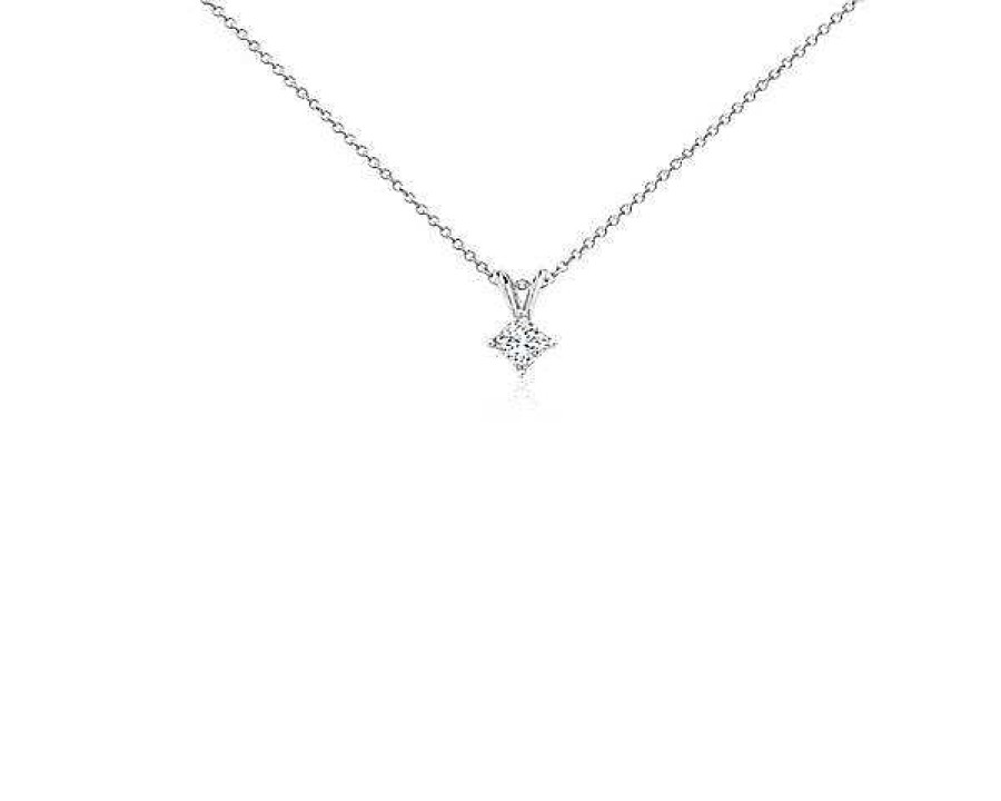 Necklaces | Blue Nile Princess Cut Diamond Solitaire Pendant In 14K White Gold (1/3 Ct. Tw.)