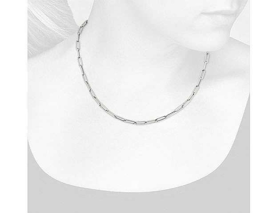 Necklaces | Blue Nile 18" Medium Paperclip Necklace In 14K Italian White Gold (4Mm)