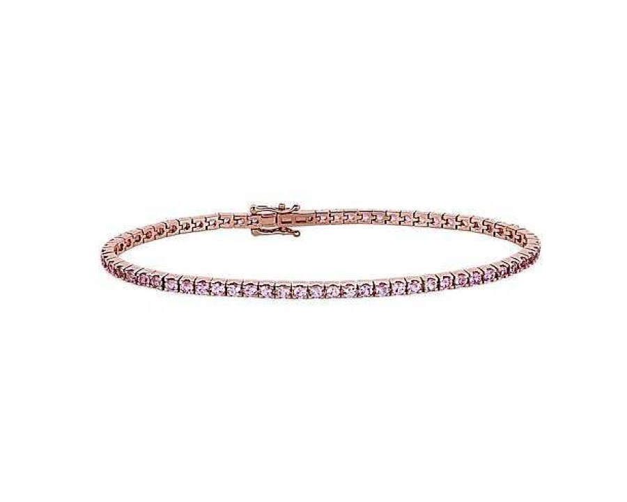 Bracelets | Blue Nile Pink Sapphire Tennis Bracelet In 14K Rose Gold (2Mm)