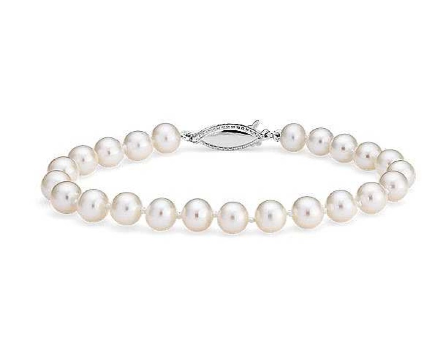 Bracelets | Blue Nile 6.5" Freshwater Cultured Pearl Bracelet In 14K White Gold (6-6.5Mm)