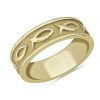 Men'S Rings | Blue Nile Ichthys Wedding Ring In 14K Yellow Gold (7Mm)