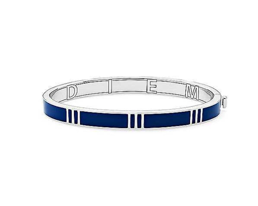 Bracelets | Blue Nile Monica Rich Kosann Blue Enamel Carpe Diem Bangle In Sterling Silver (6.3Mm)