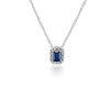 Necklaces | Blue Nile Emerald Cut Sapphire And Diamond Halo Pendant In 14K White Gold (6X4Mm)