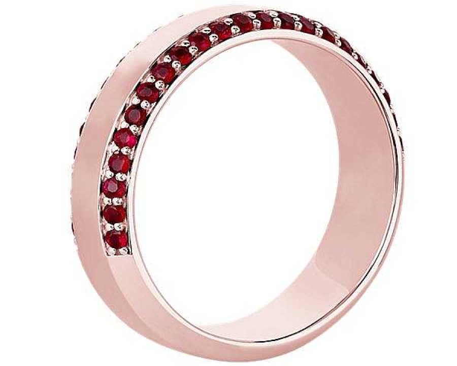 Men'S Rings | Blue Nile Men'S Ruby Edge Pave Band In 14K Rose Gold (6.5 Mm, 3/4 Ct. Tw.)