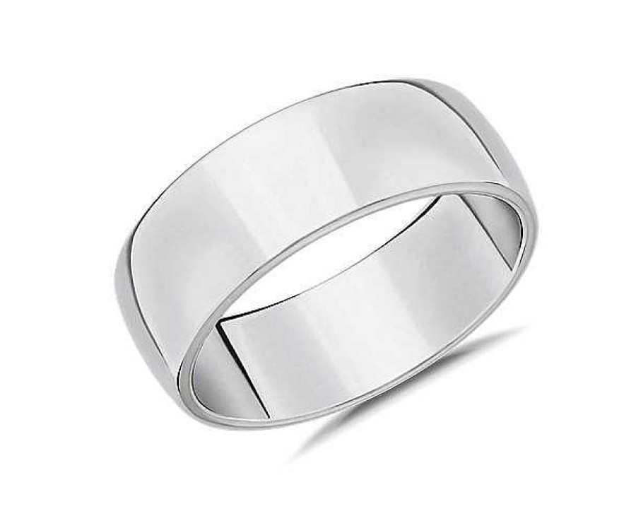 Men'S Rings | Blue Nile Skyline Comfort Fit Wedding Ring In 14K White Gold (8Mm)