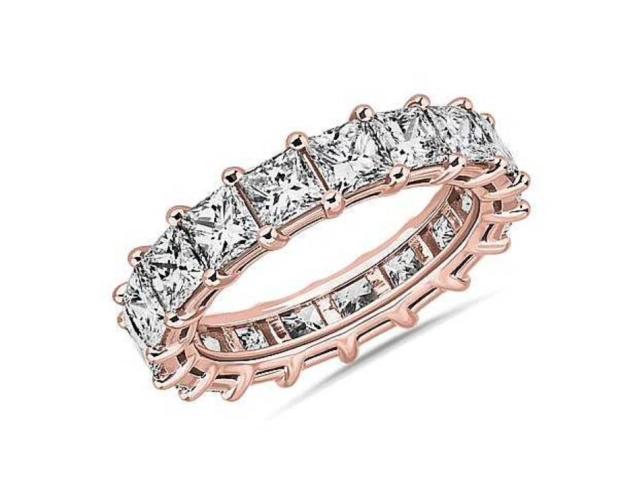 Women'S Rings | Blue Nile Princess Cut Diamond Eternity Ring In 14K Rose Gold (5 Ct. Tw.)