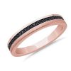 Men'S Rings | Blue Nile Men'S Black Diamond Pav Edge Wedding Ring With Black Rhodium In 14K Rose Gold (1/6 Ct. Tw.)