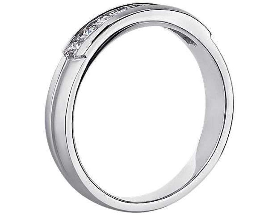 Men'S Rings | Blue Nile Channel Set Princess Cut Diamond Men'S Wedding Ring In Platinum (5/8 Ct. Tw.)