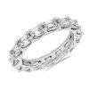 Women'S Rings | Blue Nile East-West Emerald Cut Diamond Crisscross Profile Eternity Ring In 14K White Gold (3 1/2 Ct. Tw.)