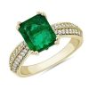 Rings | Blue Nile Emerald Cut Emerald And Diamond Ring In 14K Yellow Gold (9X7Mm)