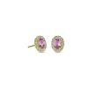 Earrings | Blue Nile Oval Pink Sapphire And Diamond Halo Stud Earrings In 14K Yellow Gold (5X3Mm)