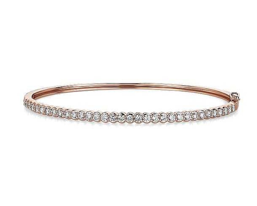 Bracelets | Blue Nile Diamond Bangle In 14K Rose Gold (1 1/2 Ct. Tw.)