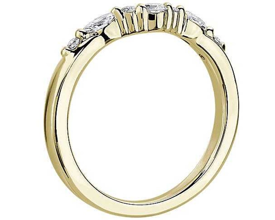 Women'S Rings | Blue Nile Romantic Round And Marquise Curved Diamond Ring In 18K Yellow Gold (1/4 Ct. Tw.)