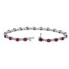 Bracelets | Blue Nile Oval Ruby And Diamond Semi-Bezel-Set Bracelet In 18K White Gold (5X4Mm)