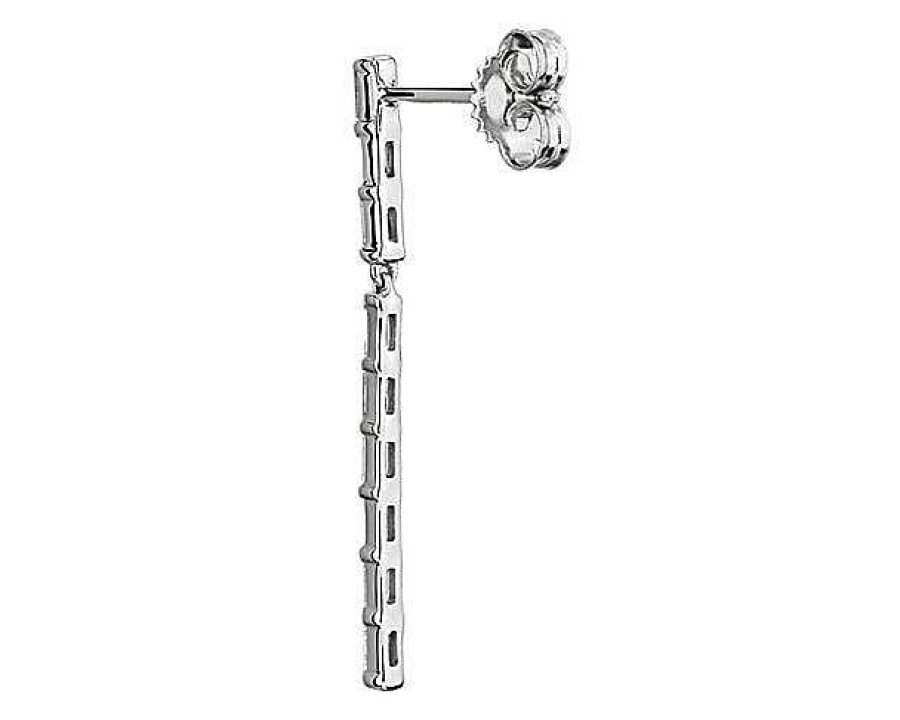 Earrings | Blue Nile Vertical Baguette Drop Diamond Fashion Earrings In 14K White Gold (3/8 Ct. Tw.)