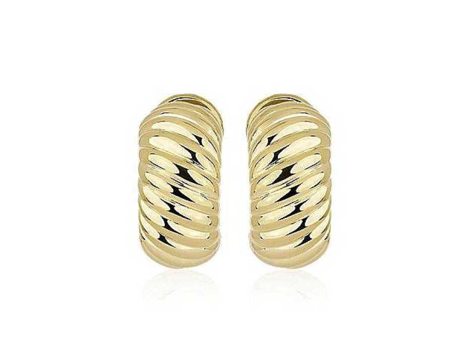 Earrings | Blue Nile Twisted Dome Huggies In 14K Yellow Gold