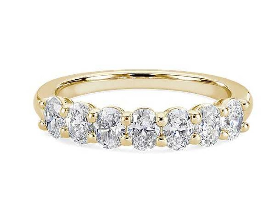 Women'S Rings | Blue Nile Seven Stone Oval Lab Grown Diamond Ring In 14K Yellow Gold (1 Ct. Tw.)