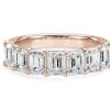 Women'S Rings | Blue Nile Seven Stone Emerald Lab Grown Diamond Ring In 14K Rose Gold (3 Ct. Tw.)