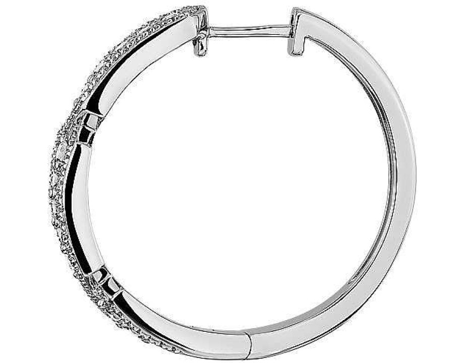 Earrings | Blue Nile Art Deco Inspired Hoops In 14K White Gold (1 Ct. Tw.)