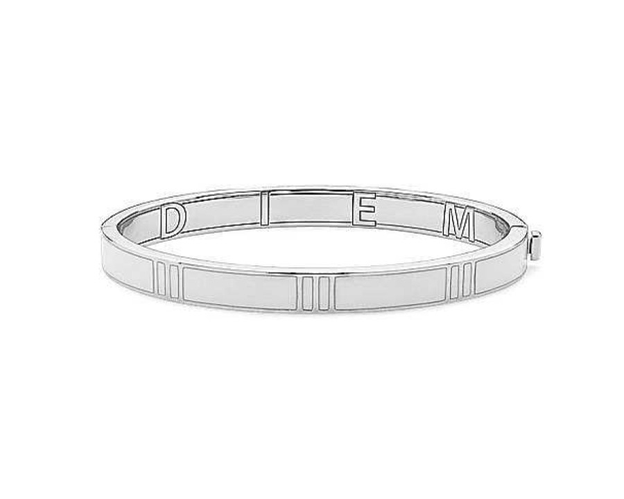 Bracelets | Blue Nile White Enamel Carpe Diem Bangle In Sterling Silver (6.3 Mm)