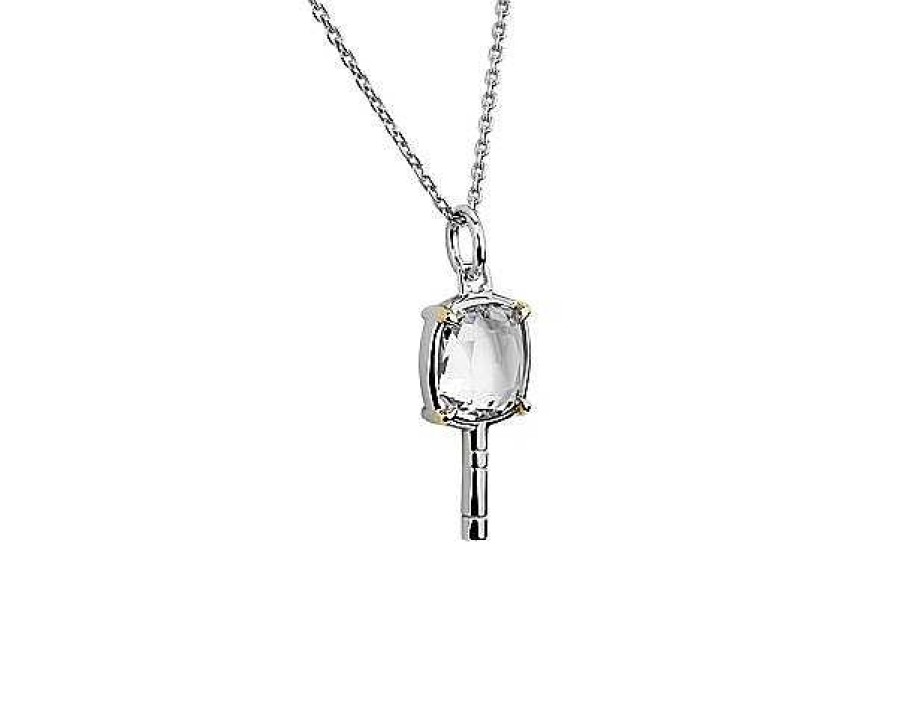 Necklaces | Blue Nile Mini Pocketwatch Key Necklace In Sterling Silver And 18K Yellow Gold