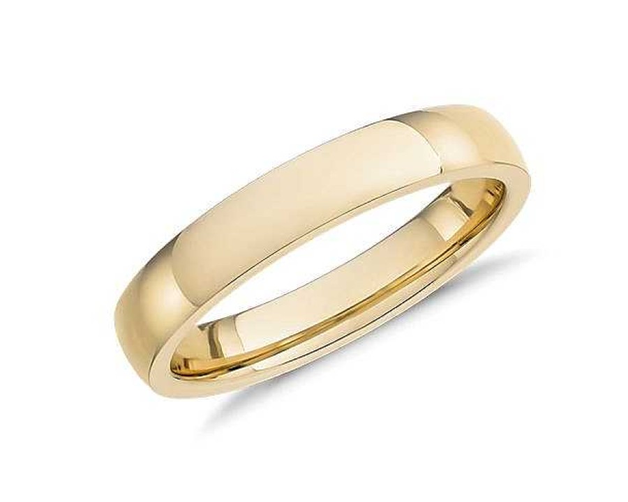 Men'S Rings | Blue Nile Low Dome Comfort Fit Wedding Ring In 18K Yellow Gold (4Mm)