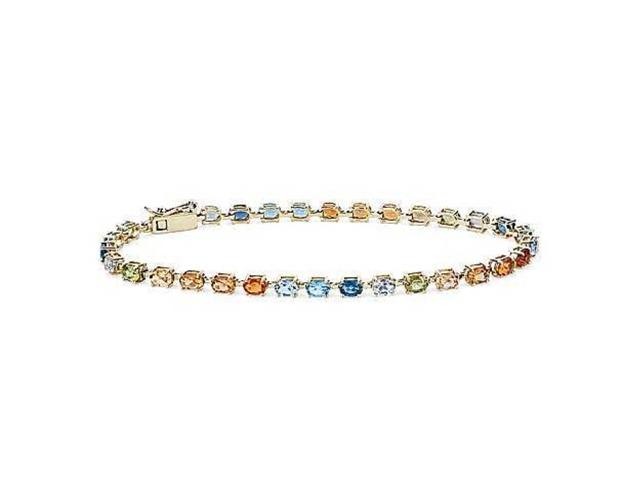 Bracelets | Blue Nile Multi Color Oval Bracelet In 14K Yellow Gold