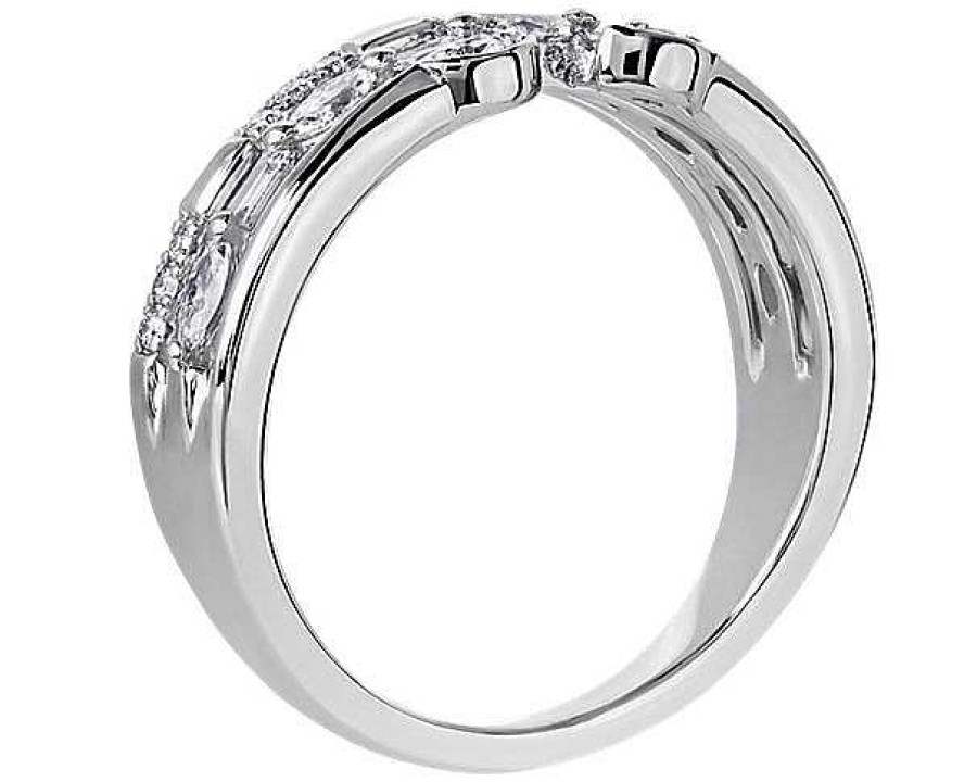 Rings | Blue Nile Three Row Marquise Diamond Stacking Ring In 14K White Gold (1/3 Ct. Tw.)