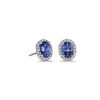 Earrings | Blue Nile Oval Tanzanite And Diamond Halo Stud Earrings In 14K White Gold (5X7Mm)