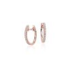 Earrings | Blue Nile Petite Diamond Huggie Hoop Earrings In 14K Rose Gold (1/10 Ct. Tw.)