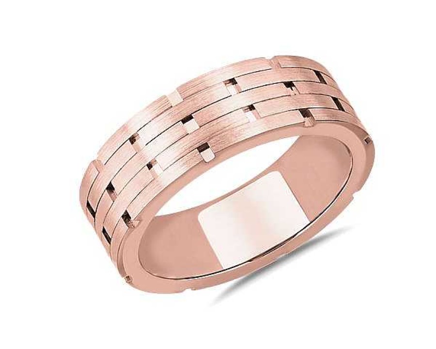 Rings | Blue Nile Architectural Linked Wedding Ring In 14K Rose Gold (7.5Mm)