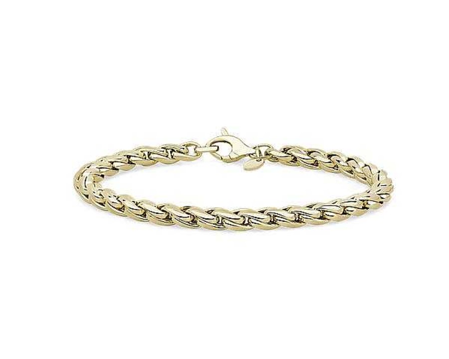 Bracelets | Blue Nile 7.5" Squared Wheat Chain Bracelet In 14K Italian Yellow Gold (5 Mm)