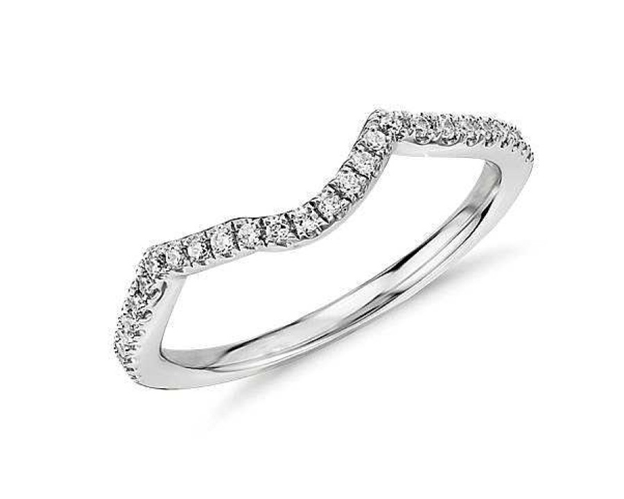 Women'S Rings | Blue Nile Twist Curved Diamond Ring In 14K White Gold (1/6 Ct. Tw.)