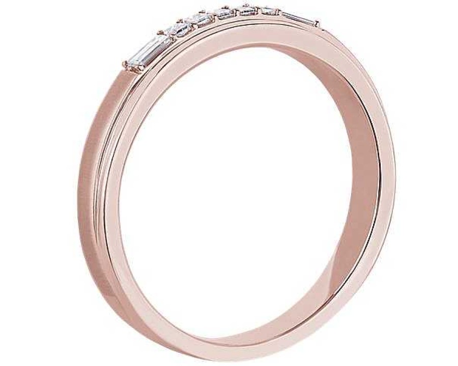 Men'S Rings | Blue Nile Men'S Princess And Baguette Diamond Wedding Ring In 14K Rose Gold (1/5 Ct. Tw.)