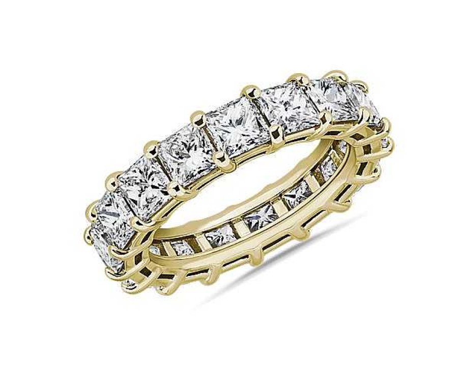 Women'S Rings | Blue Nile Princess Cut Diamond Eternity Ring In 14K Yellow Gold (7 Ct. Tw.)