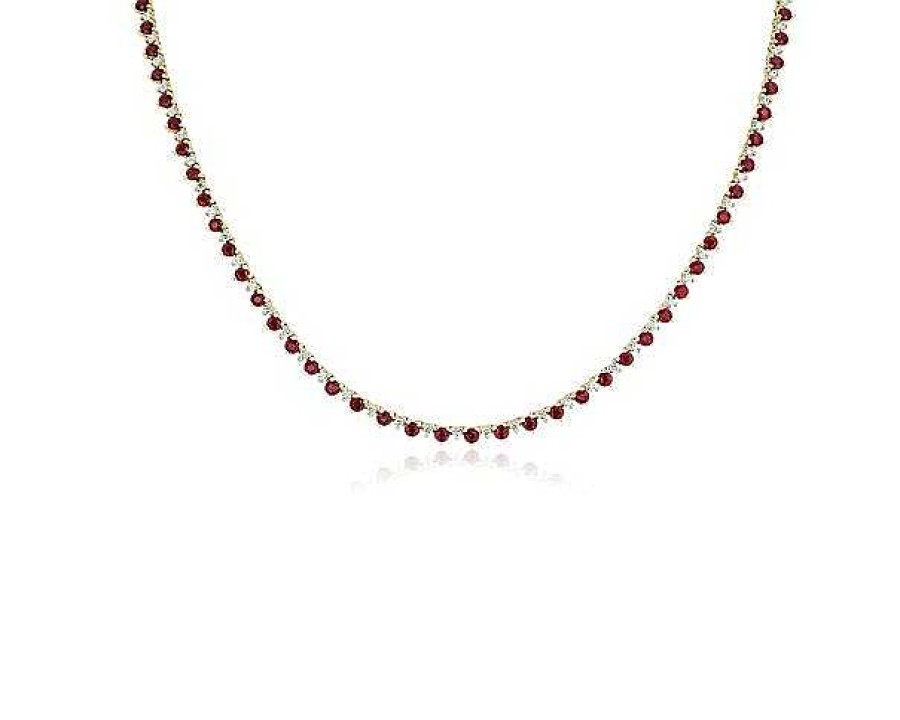 Necklaces | Blue Nile Ruby And Diamond Alternating Size Eternity Necklace In 14K Yellow Gold (2.5Mm)