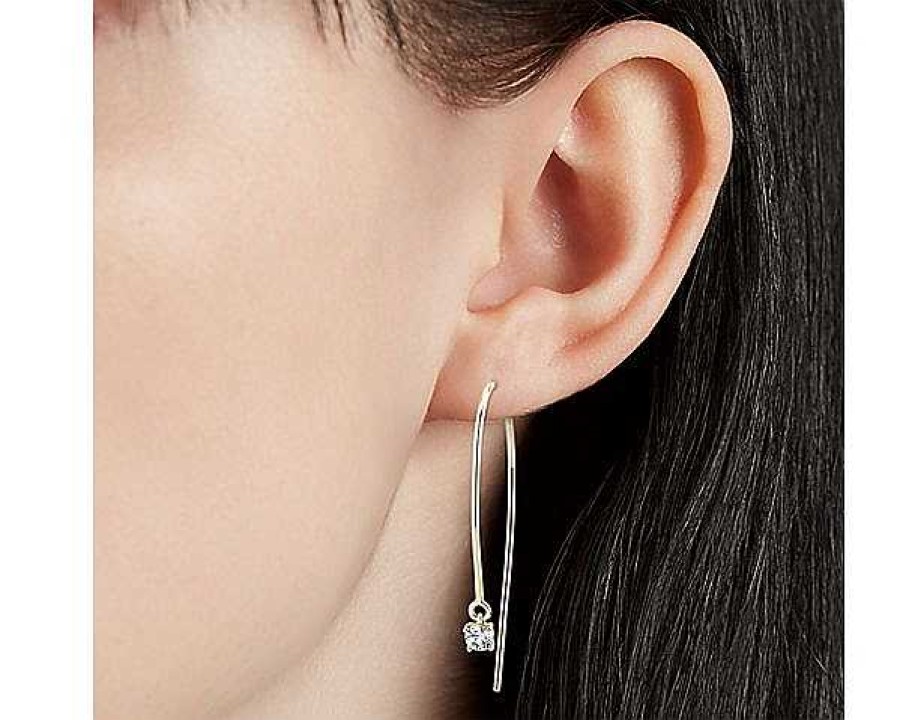 Earrings | Blue Nile Diamond Threader Drop Earrings In 14K Yellow Gold (1/2 Ct. Tw.)