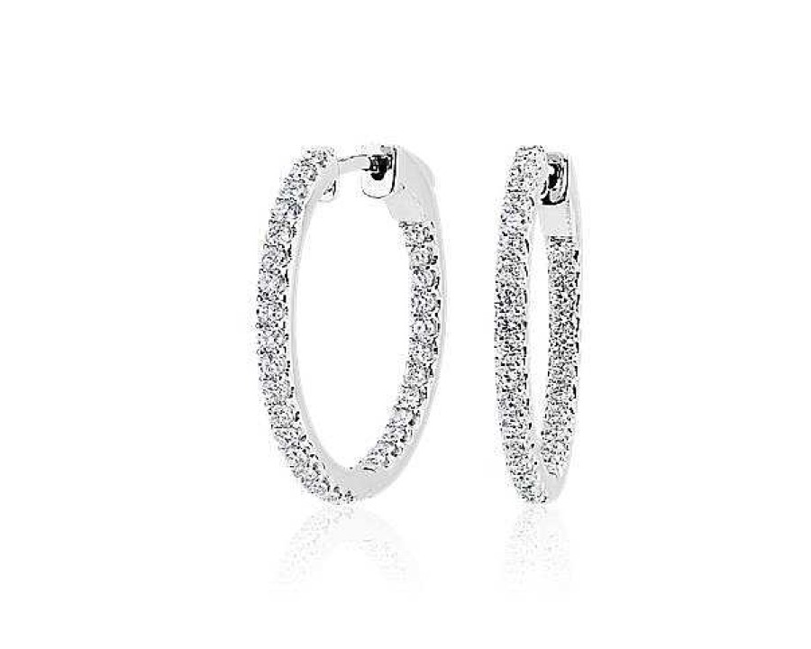 Earrings | Blue Nile Lab Grown Diamond Eternity Hoop Earrings In 14K White Gold (1 Ct. Tw.)