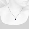 Necklaces | Blue Nile Sapphire Pear Shape Halo Drop Pendant In 14K White Gold (8X6Mm)