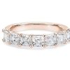 Women'S Rings | Blue Nile Seven Stone Asscher Lab Grown Diamond Ring In 14K Rose Gold (2 Ct. Tw.)