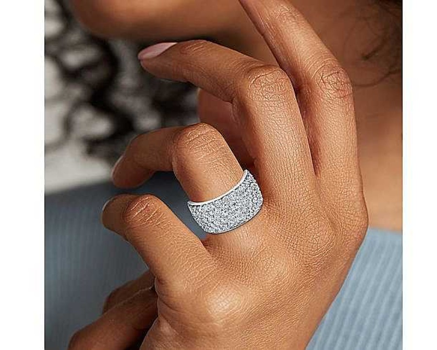 Rings | Blue Nile Five Row Pave Anniversary Ring In 14K White Gold (2.5 Ct. Tw.)