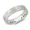 Men'S Rings | Blue Nile Diamond Brushed Line Wedding Ring In 14K White Gold (5 Mm, 1/5 Ct. Tw.)