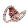 Rings | Blue Nile Pear Shaped Morganite And Diamond Twist Band In 14K Rose Gold (12X8Mm)